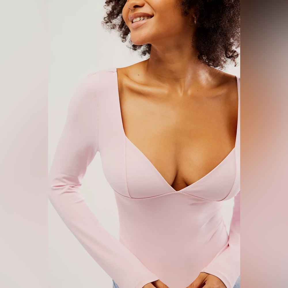 Free people duo corset long-sleeve cami ballerina pink XS NWT